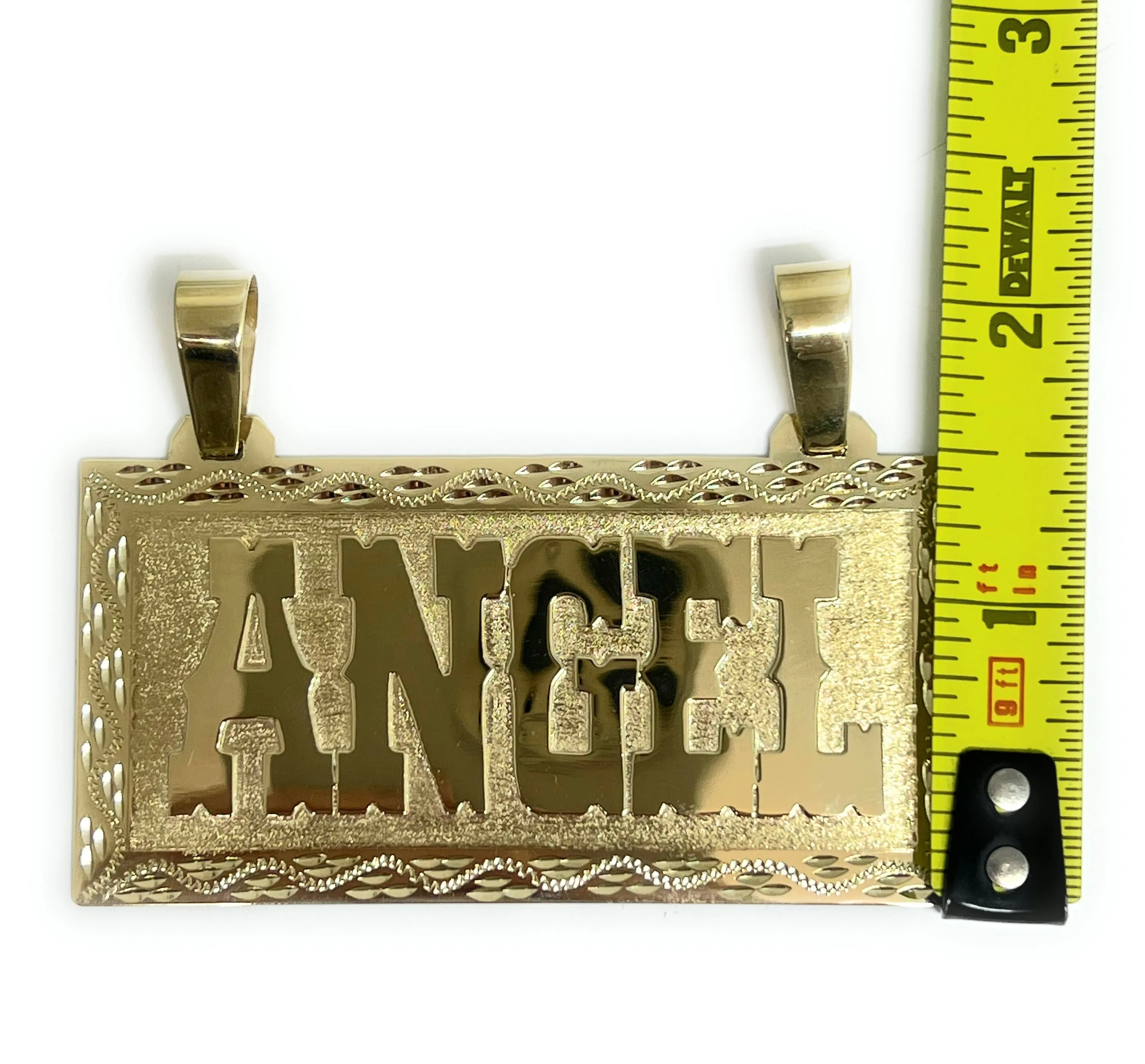 10k Solid Gold Custom VAQUERO STYLE BIG EXTRA LARGE Nameplate Pendant (23g)