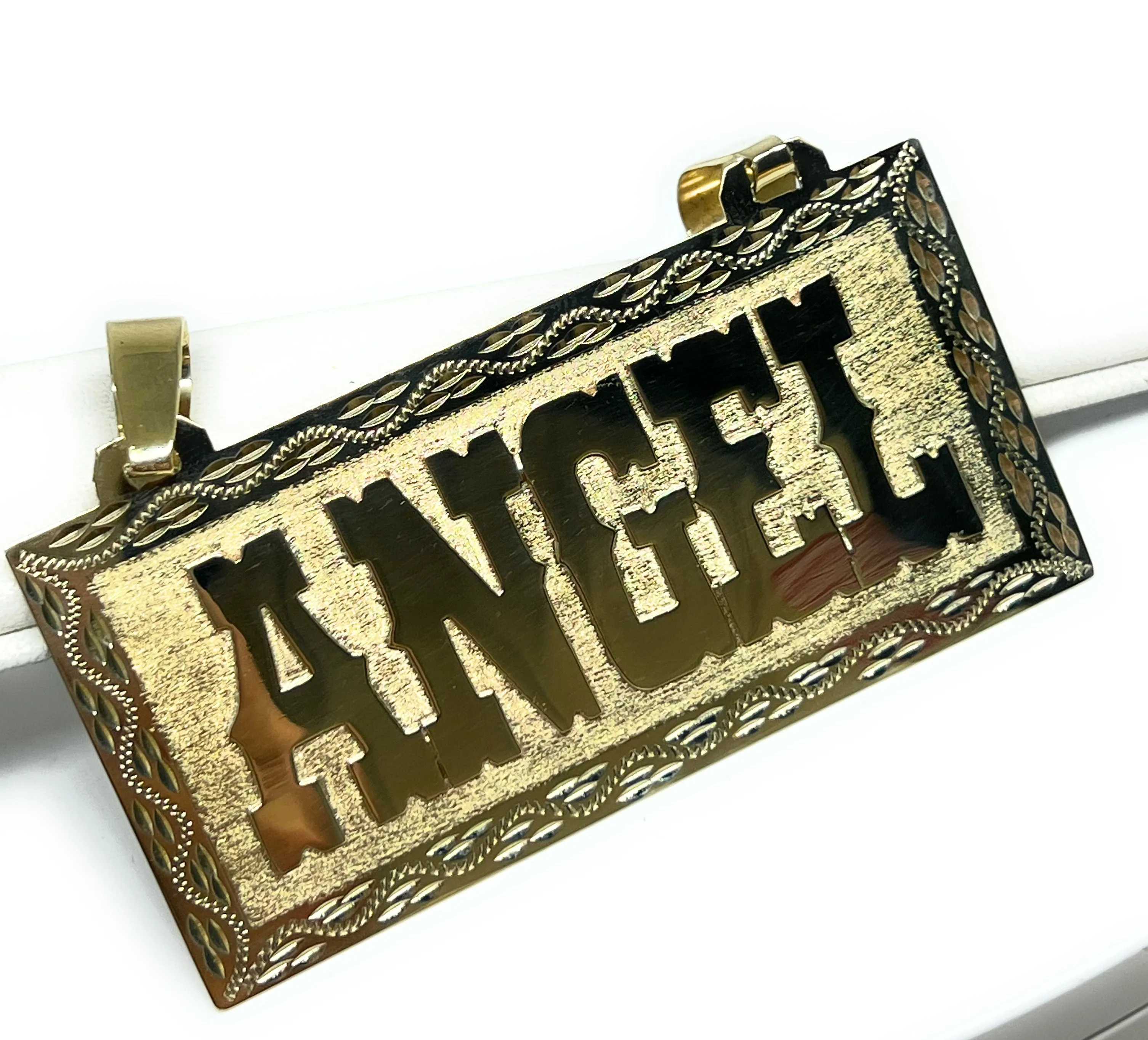 10k Solid Gold Custom VAQUERO STYLE BIG EXTRA LARGE Nameplate Pendant (23g)