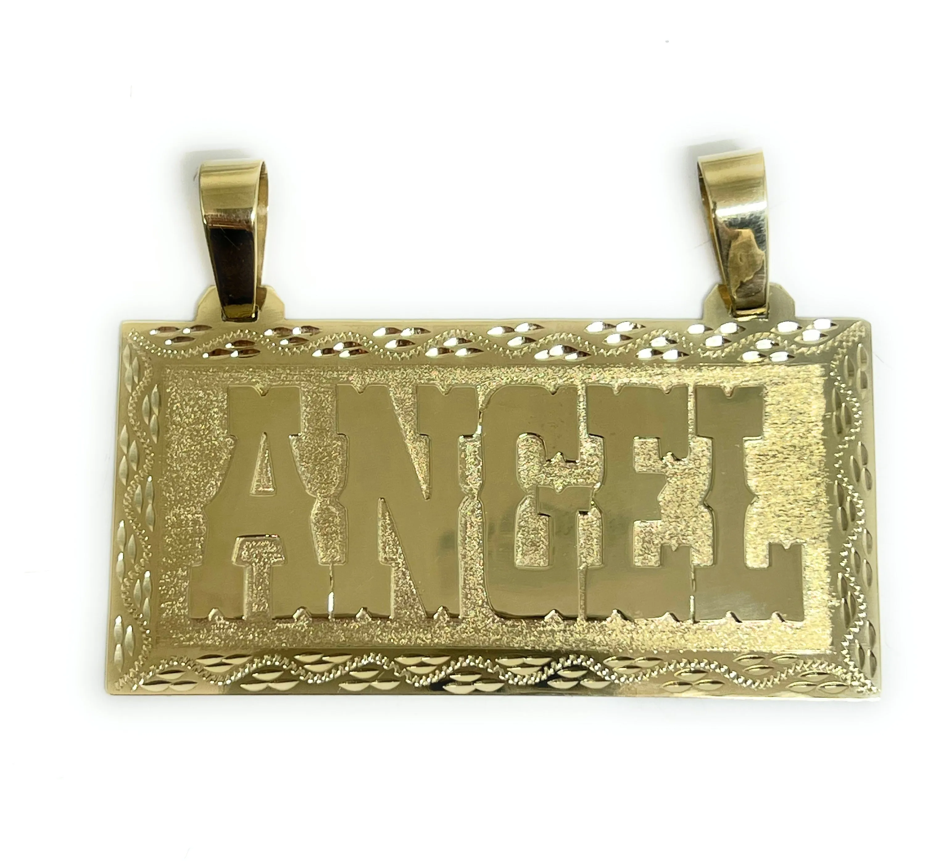 10k Solid Gold Custom VAQUERO STYLE BIG EXTRA LARGE Nameplate Pendant (23g)