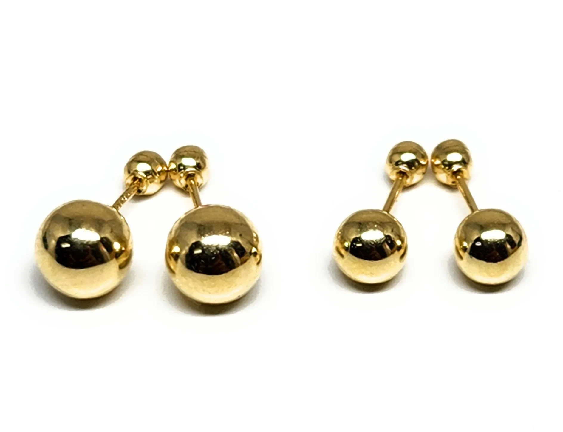 14k Solid Gold SMALL Classic YELLOW BALL STUD Earrings (FCE 47) (MADE IN MX)