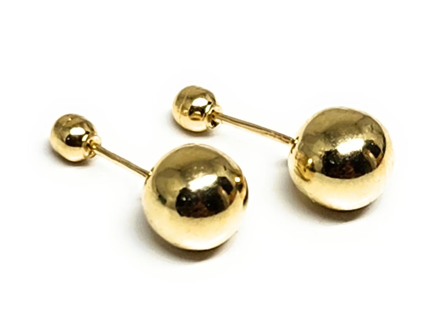 14k Solid Gold SMALL Classic YELLOW BALL STUD Earrings (FCE 47) (MADE IN MX)