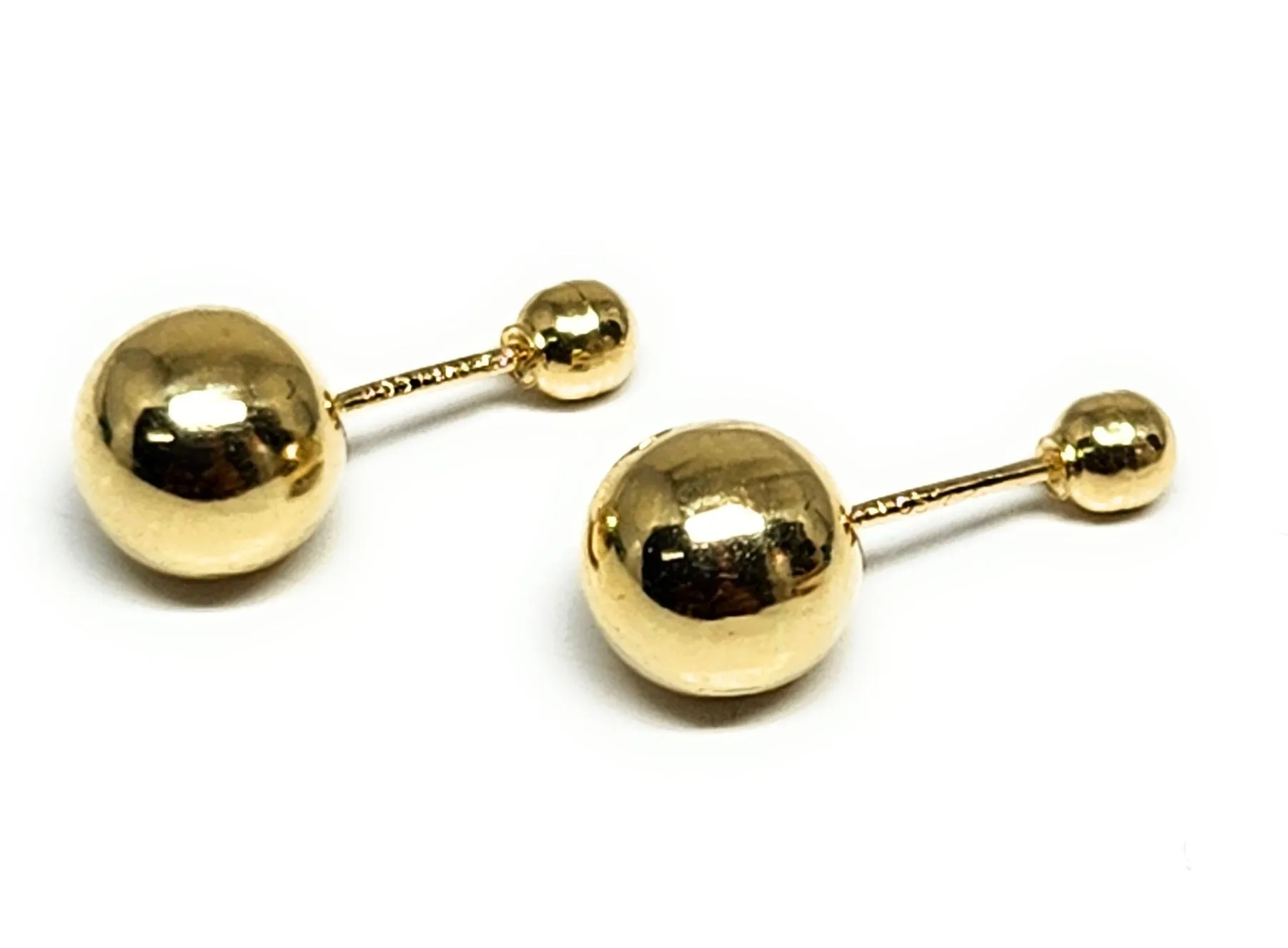 14k Solid Gold SMALL Classic YELLOW BALL STUD Earrings (FCE 47) (MADE IN MX)