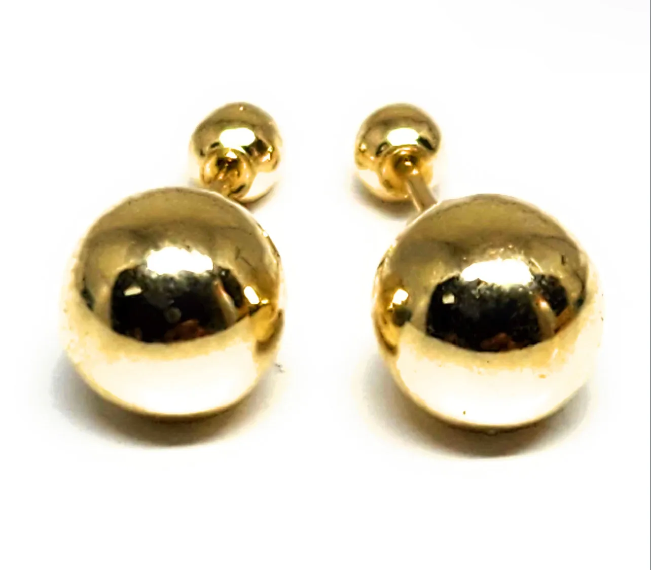 14k Solid Gold SMALL Classic YELLOW BALL STUD Earrings (FCE 47) (MADE IN MX)