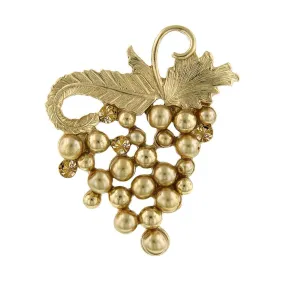 1928 Jewelry Winery Light Colorado Topaz Faux Pearl Grape Cluster Pin