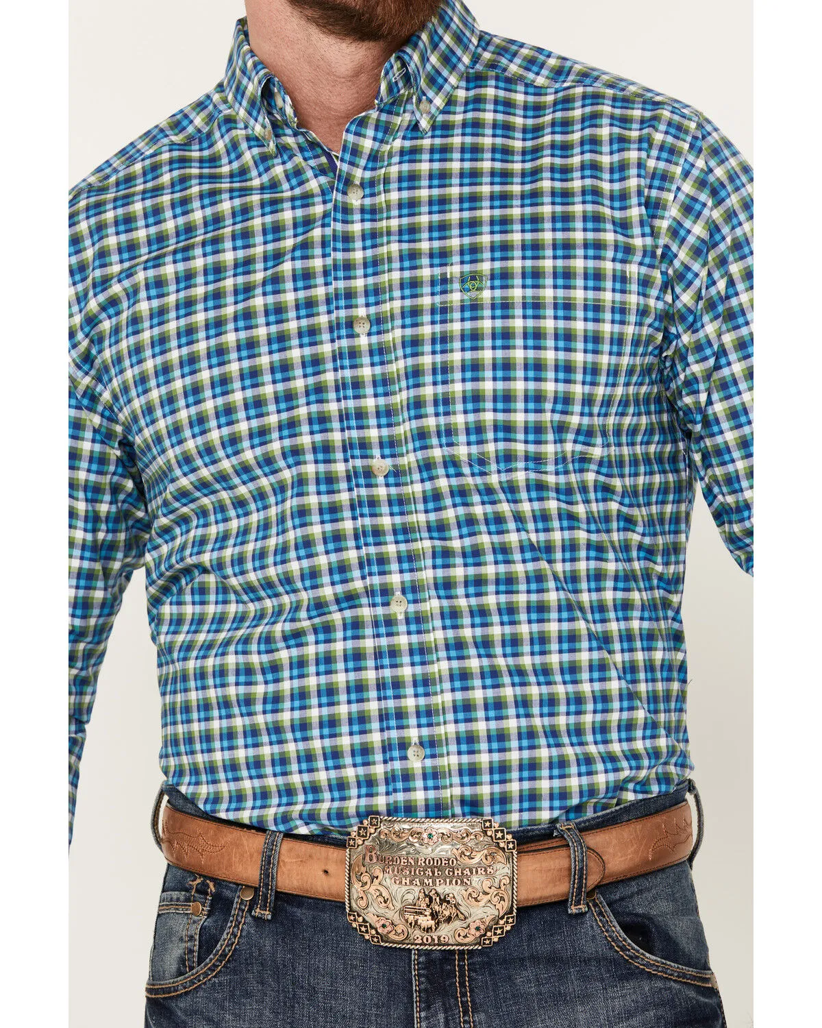 Ariat Men's Pro Series Lincoln Classic Fit Plaid Print Button Down Western Shirt