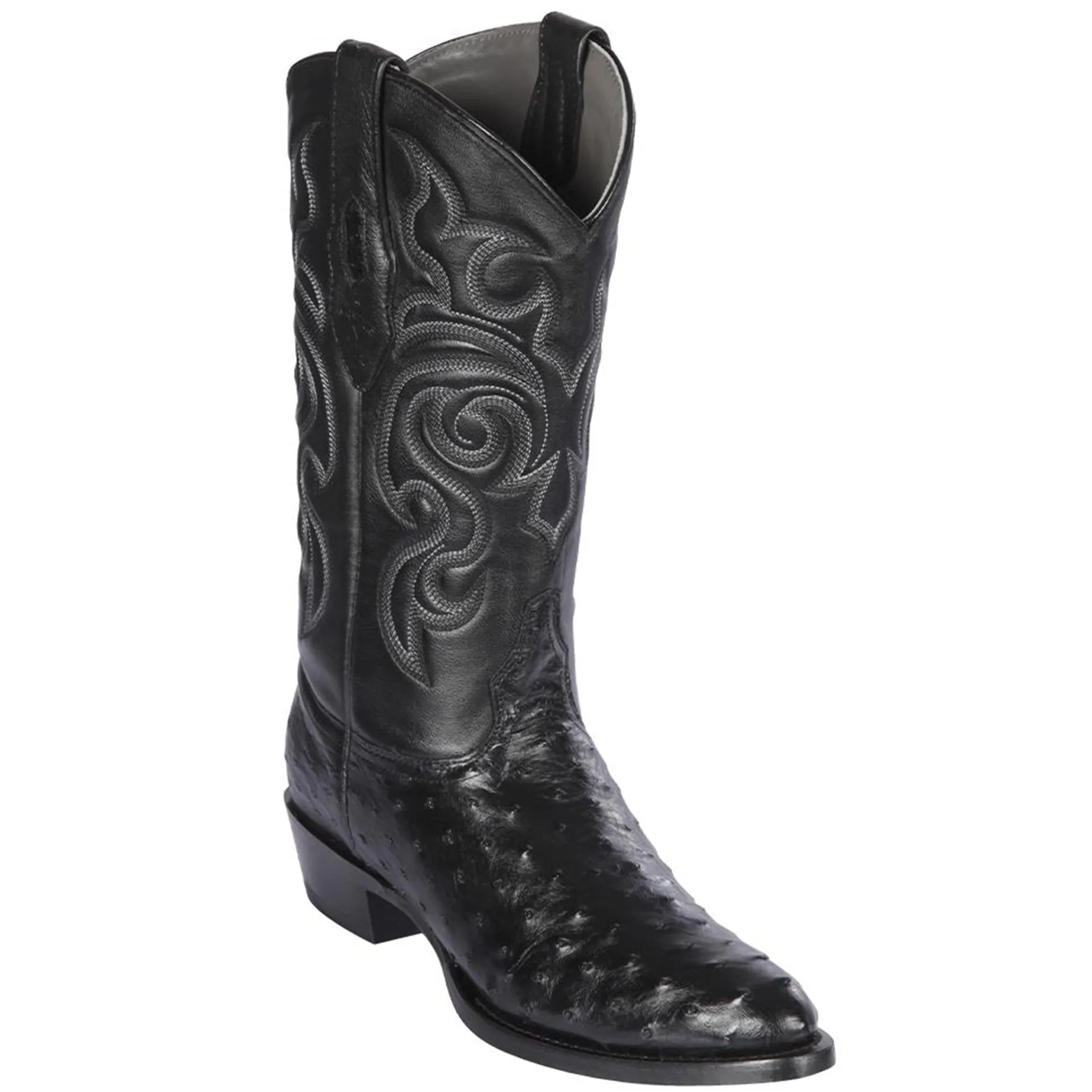 Black Ostrich Boots R-Toe