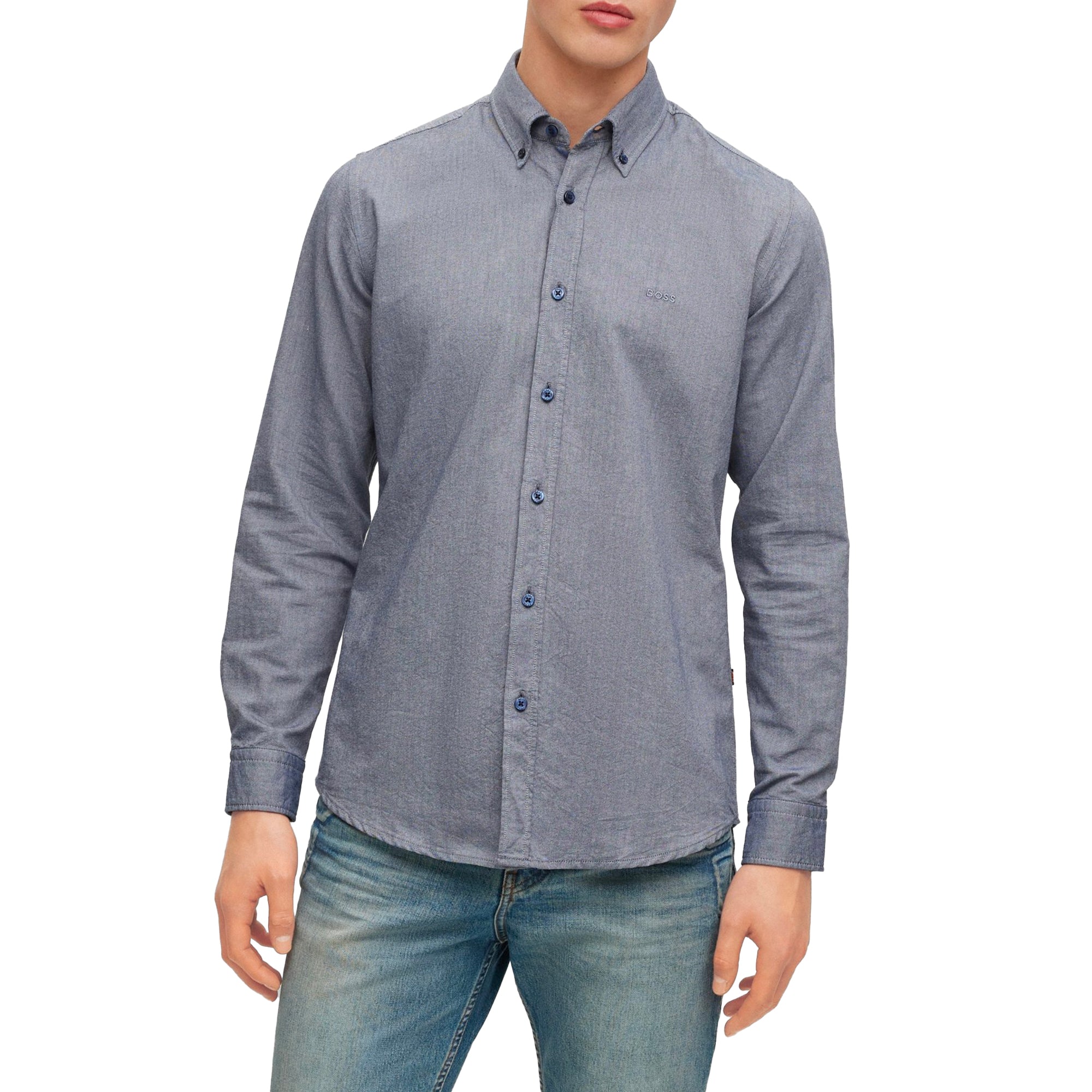 Boss Rickert Oxford Regular Fit LS Shirt - Navy