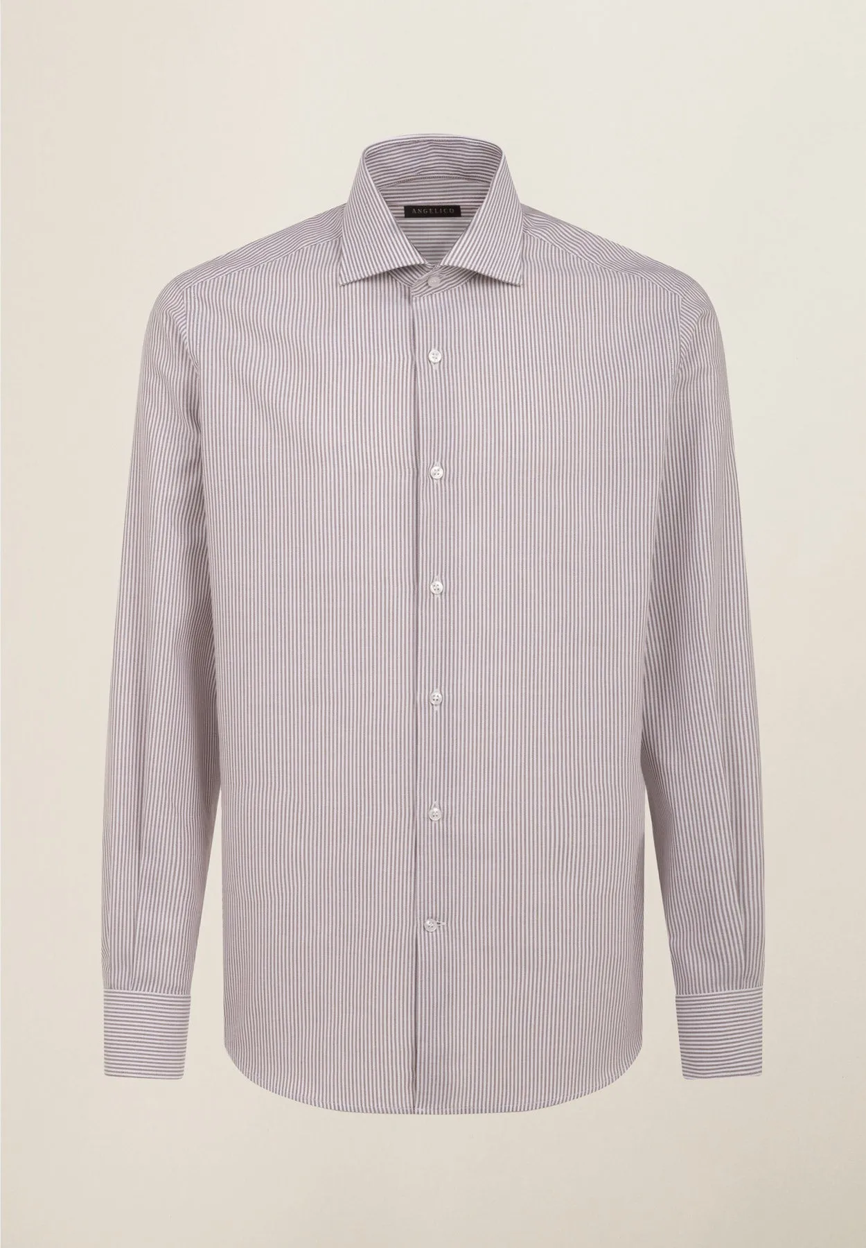 Camicia marrone bianco rigata cotone regular fit