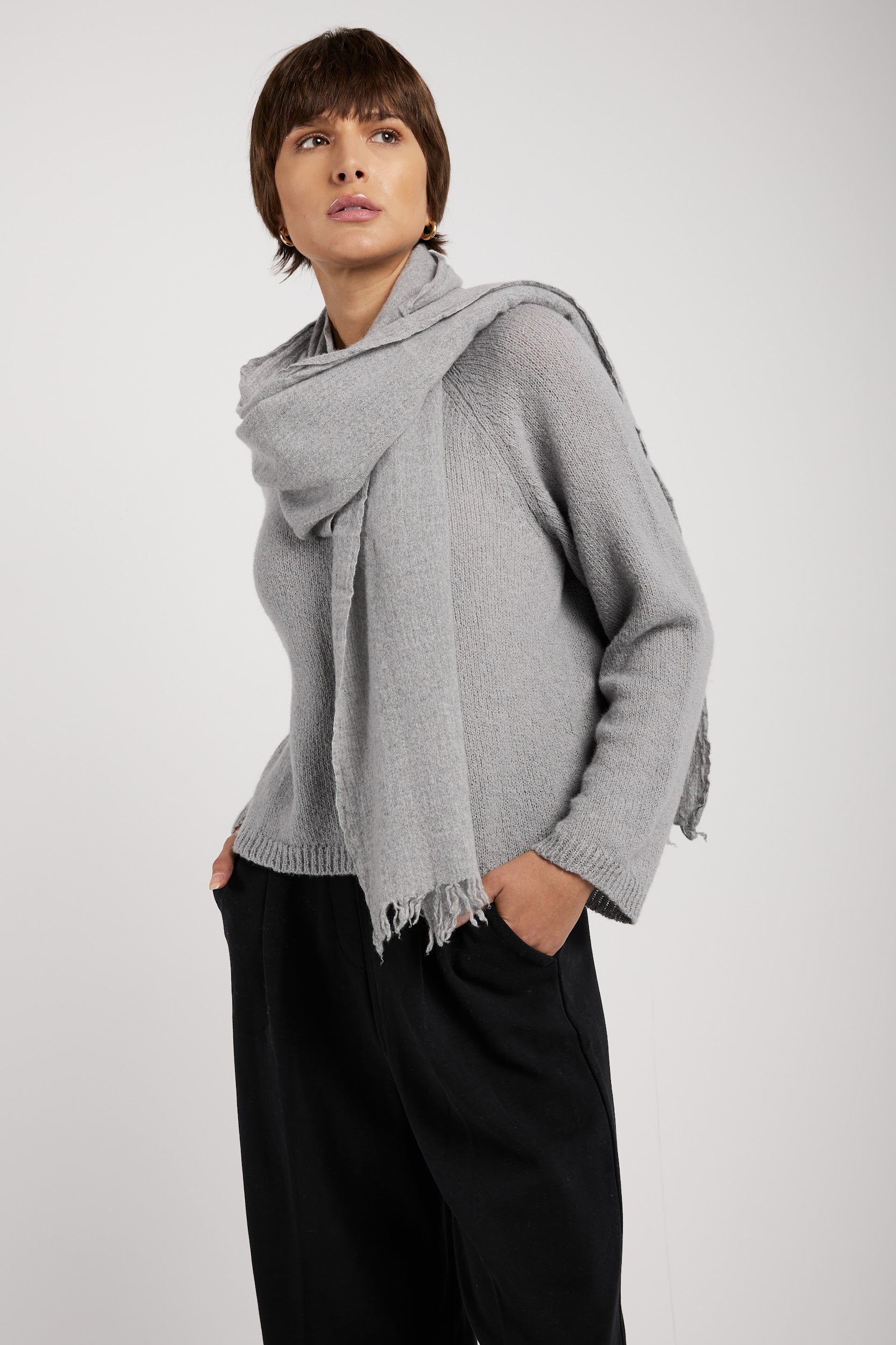 Cashmere Scarf in Heather Grey