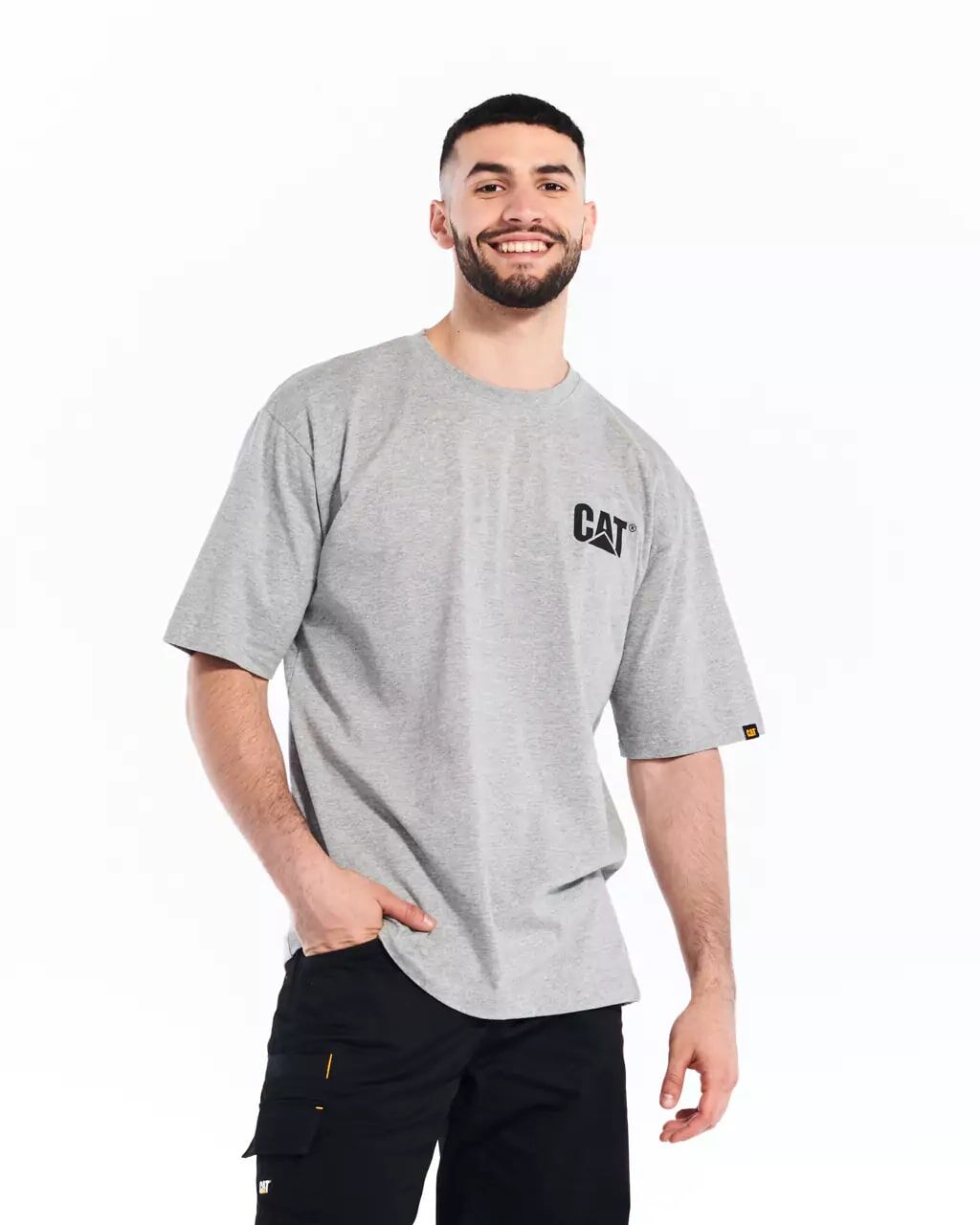 CAT Men's Trademark Short Sleeve T-Shirt in Heather Grey