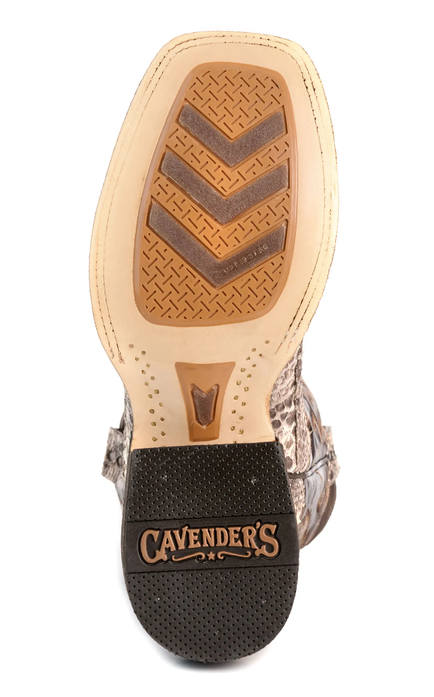 Cavender's Men's Endurance Natural Python and Chocolate Wide Square Toe Exotic Cowboy Boots