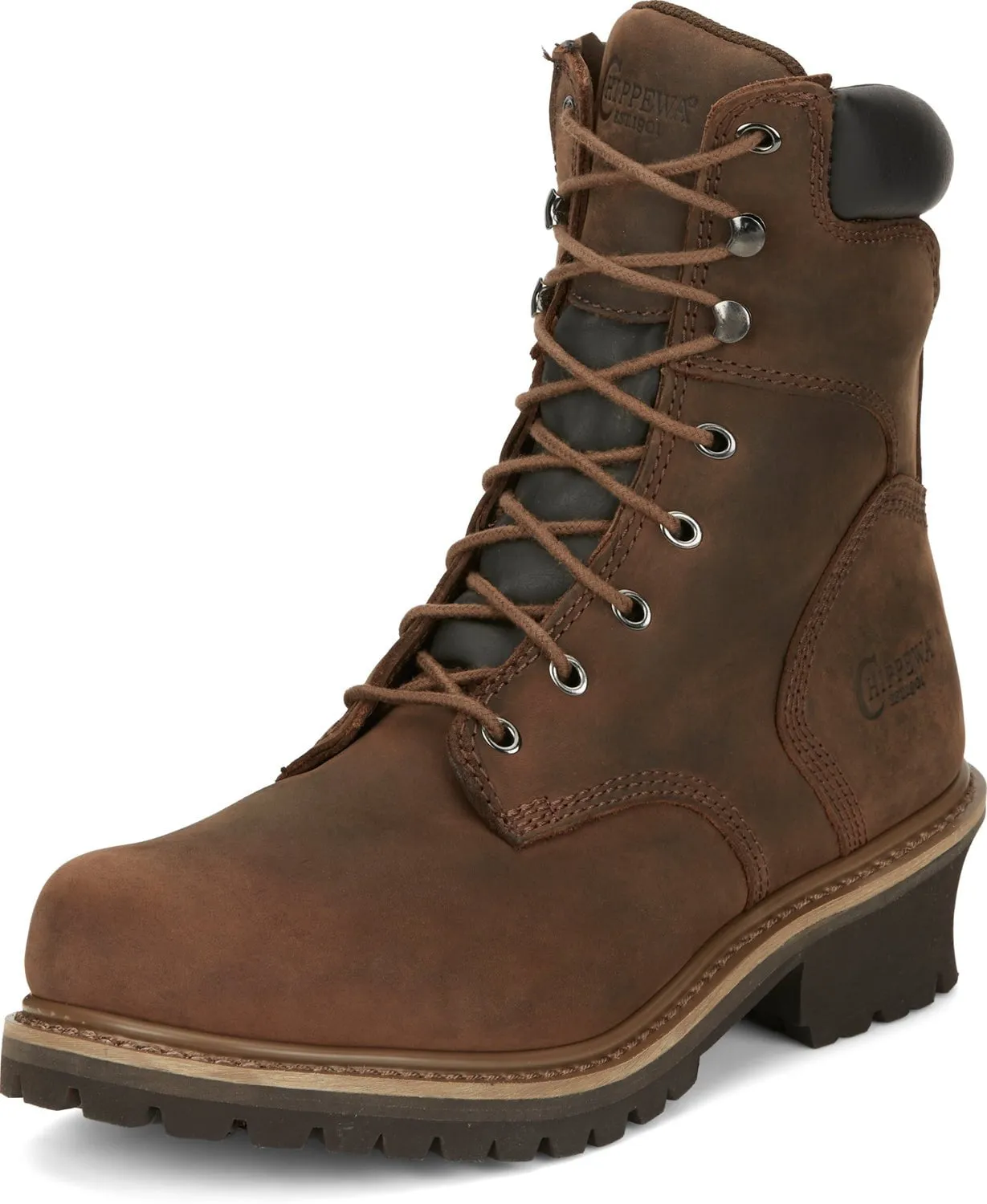 Chippewa Mens Hador 8in 400G Steel Toe Logger Tough Bark Leather Work Boots