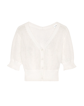 Cotton 1/2 Sleeve Crochet Cardigan (Cream)