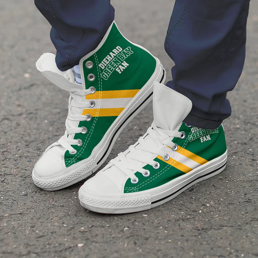 Diehard Green Bay Fan Sports High Top Shoes White