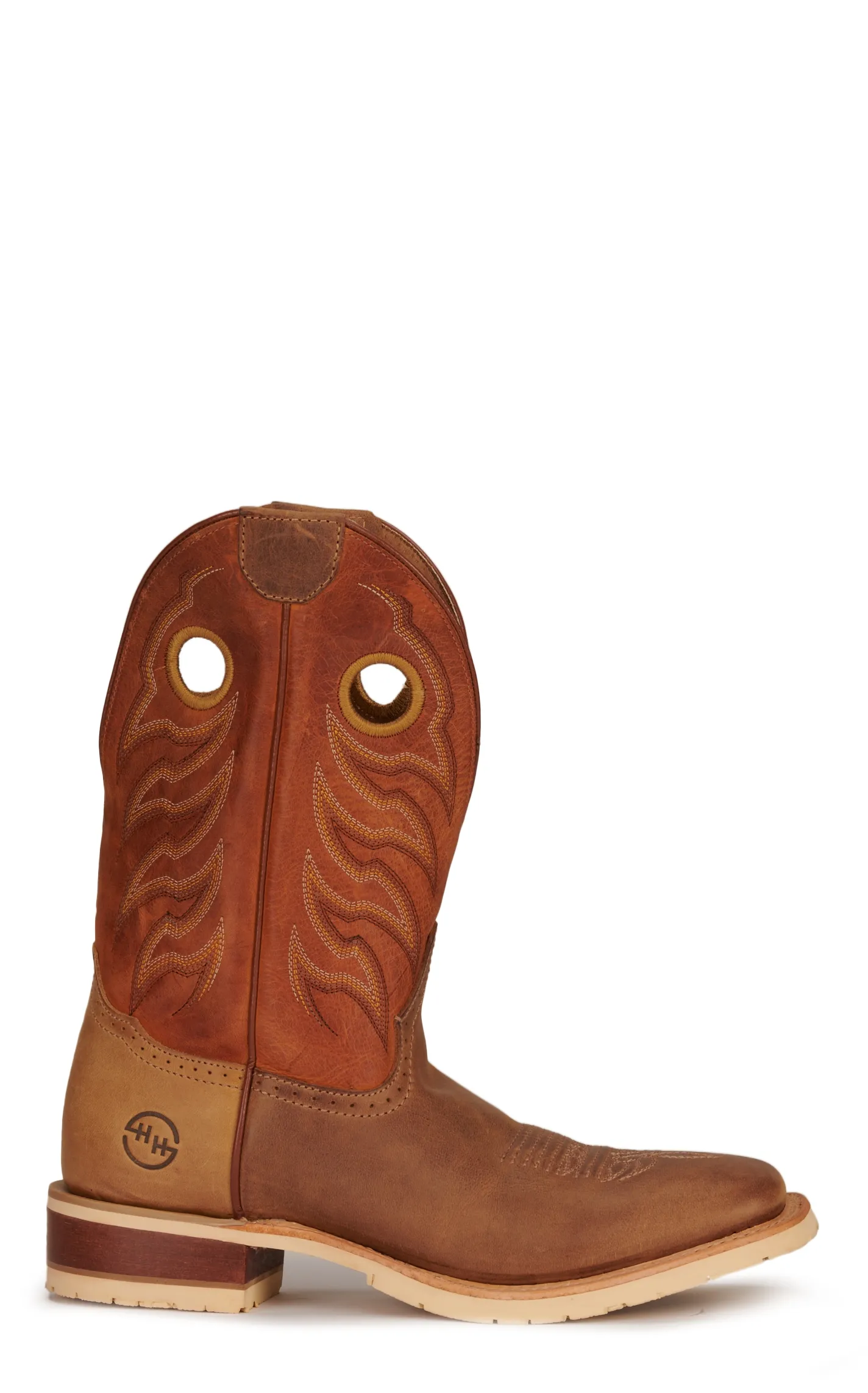 Double H Men's Thatcher ICE Sand and Rust Wide Square Toe Stockman Cowboy Boot