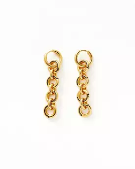 ENAMEL BYLINE LINK DROP HOOP EARRINGS / GOLD