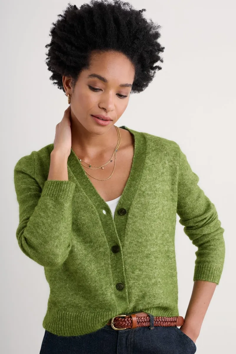 Etching V-Neck Cardigan Contains Mohair