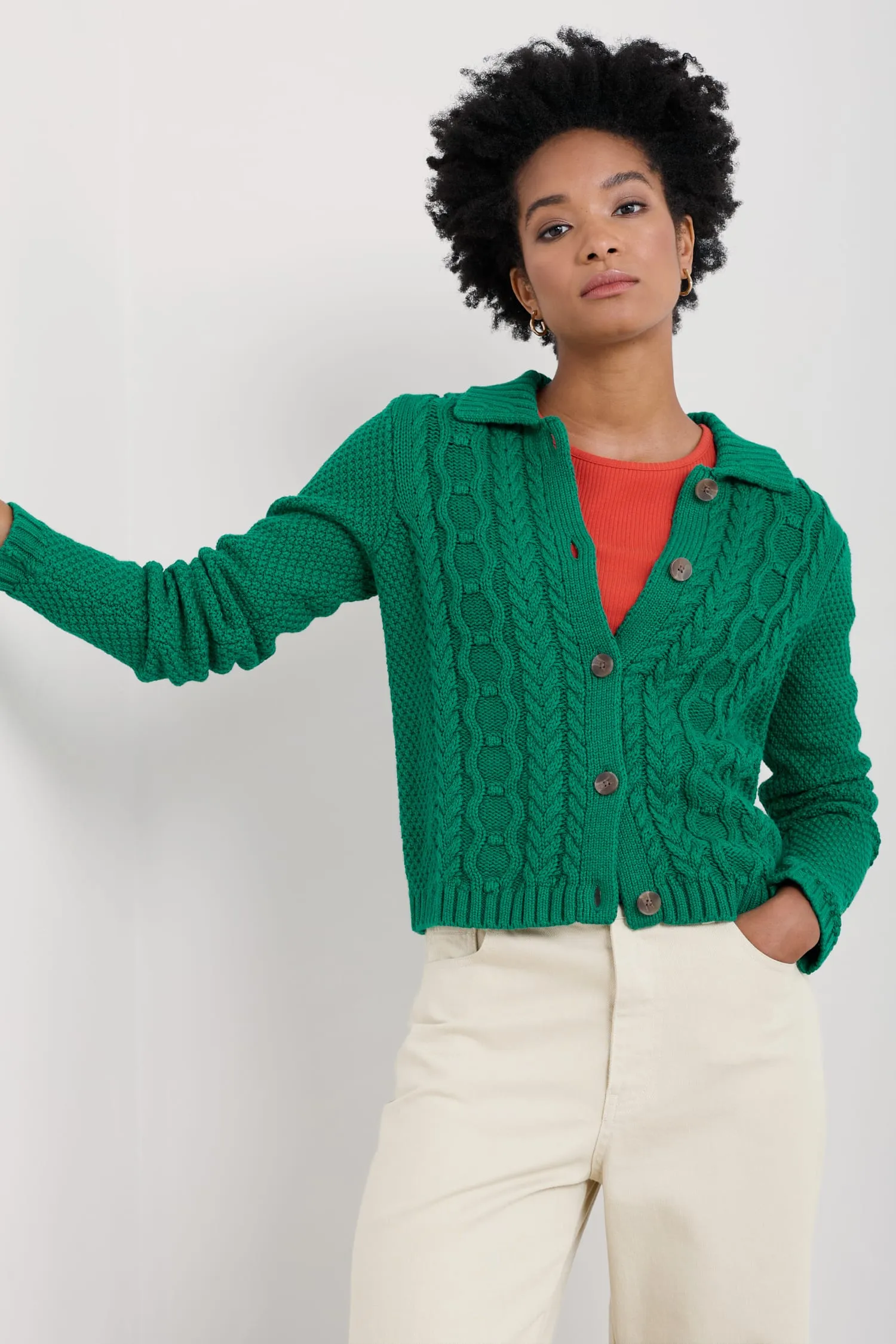 Forest Ridge Cable Knit Collared Cardigan