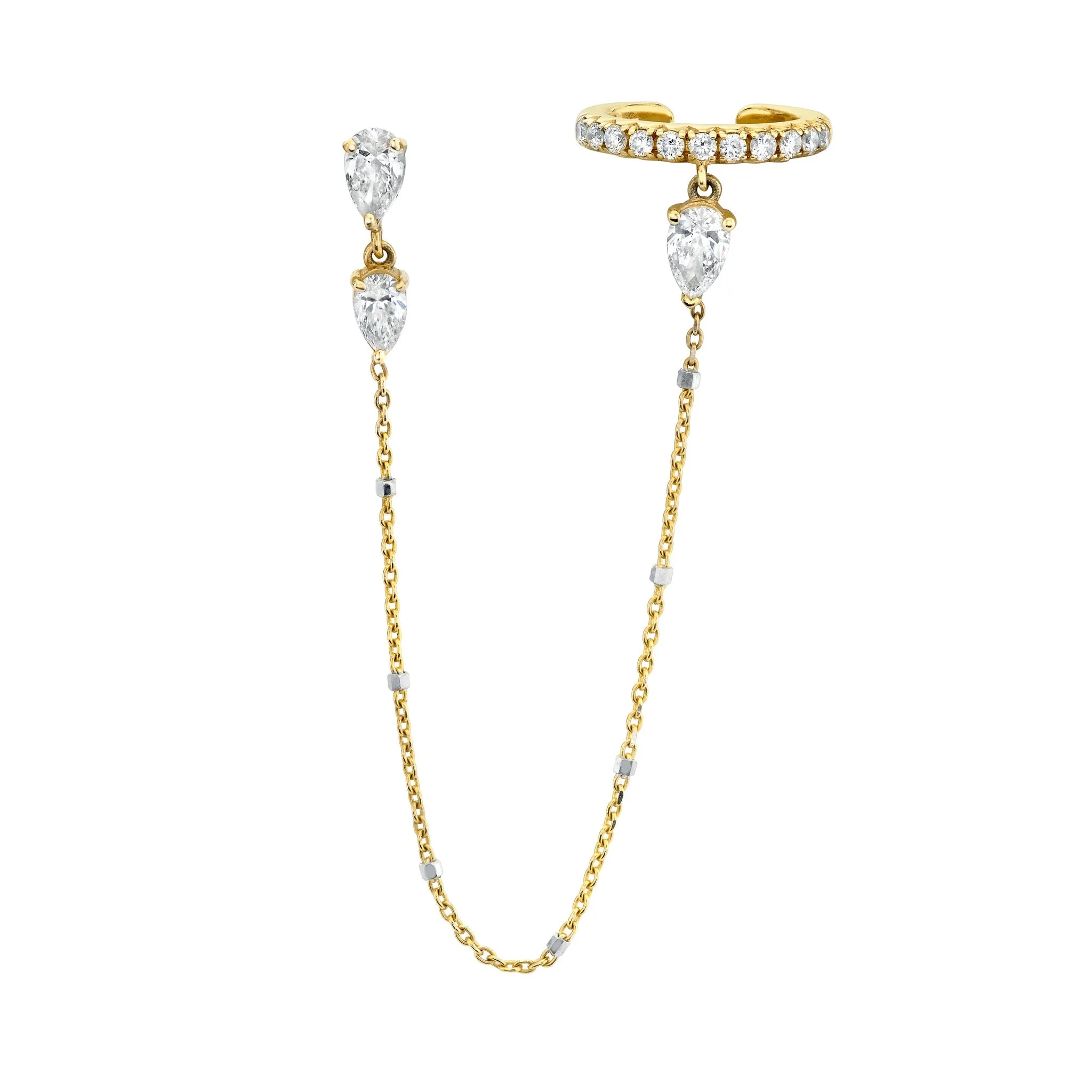 French Pave Ear Cuff with Triple Water Drop Diamond Twinkle Earring