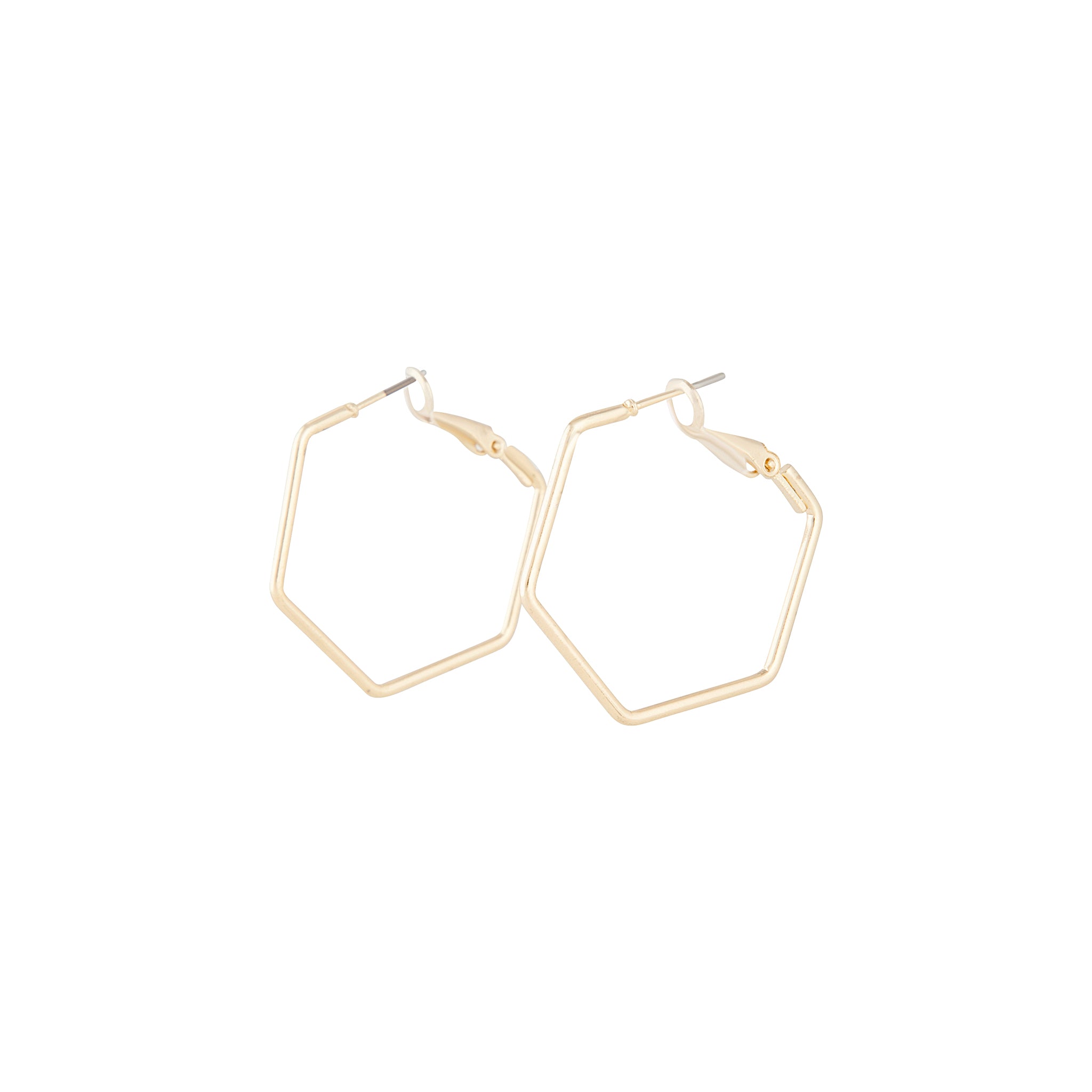 Gold Hexagon Hoop Earrings