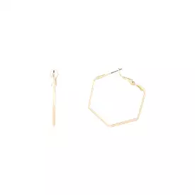 Gold Hexagon Hoop Earrings