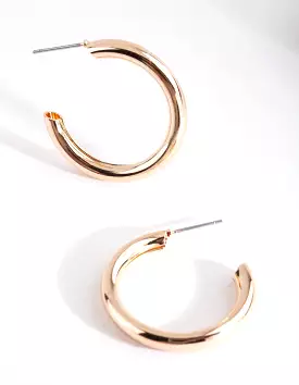 Gold Medium Smooth Hoop Earrings