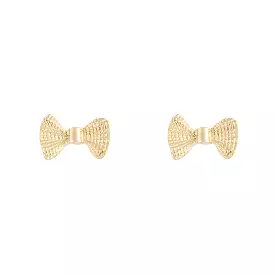 Gold Metal Bow Stud Earrings