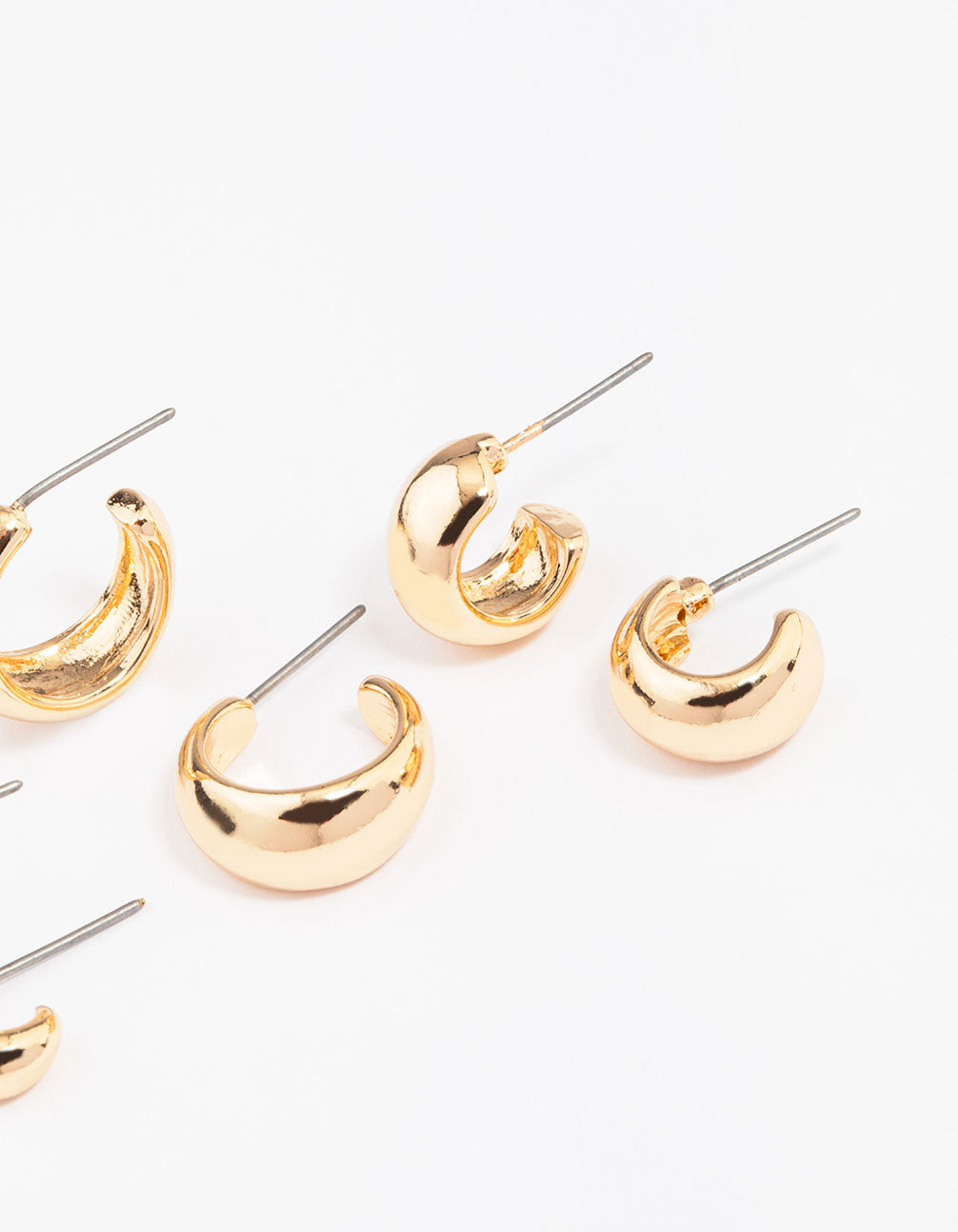 Gold Mixed Gradual Simple Hoop Earring 3-Pack