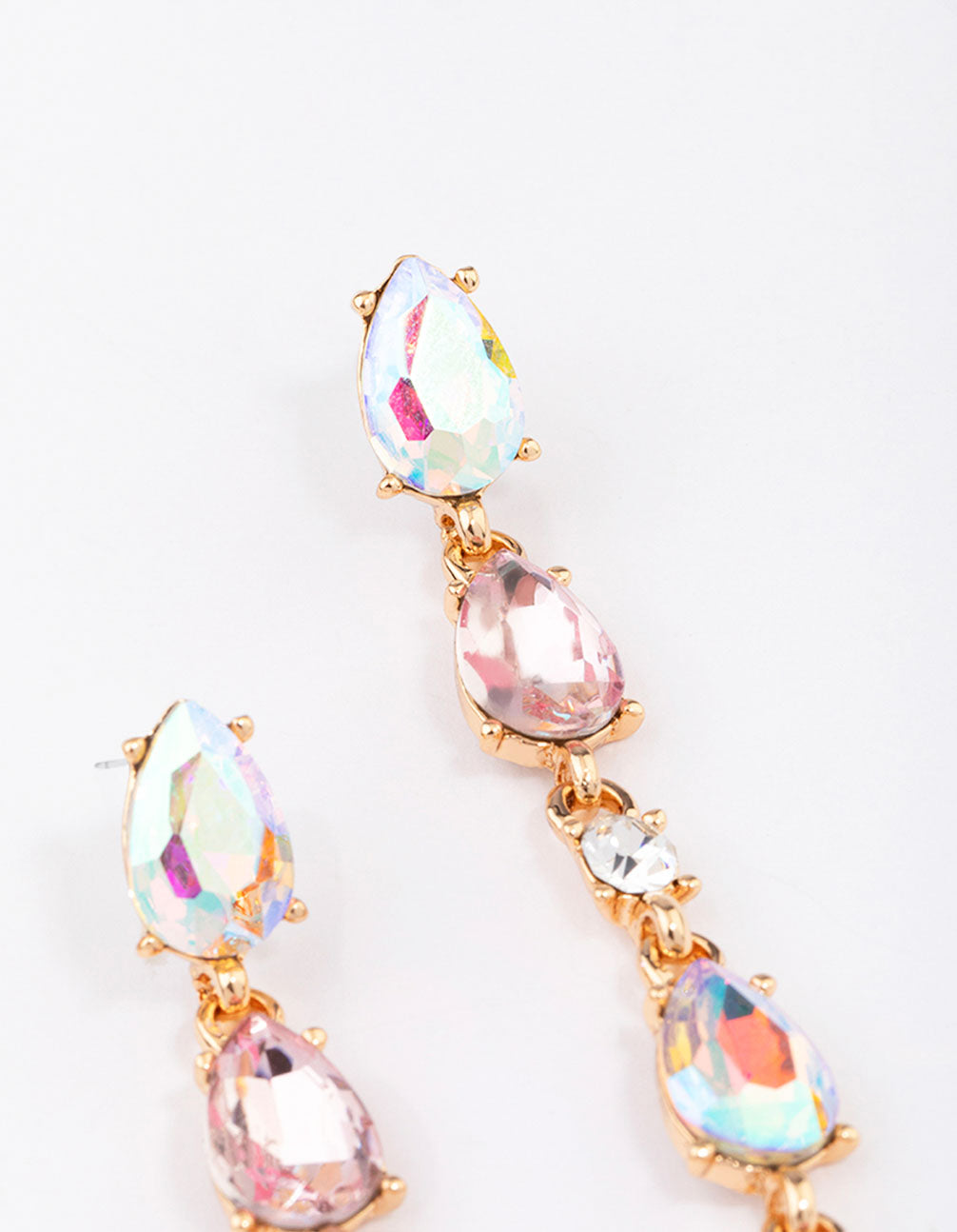 Gold Pear-Shape Stone Drop Earrings