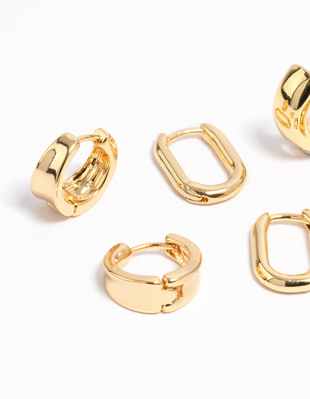 Gold Plated Basic Huggie Earrings 6-Pack