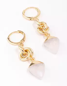 Gold Plated Linked Semi-Precious Drop Earrings