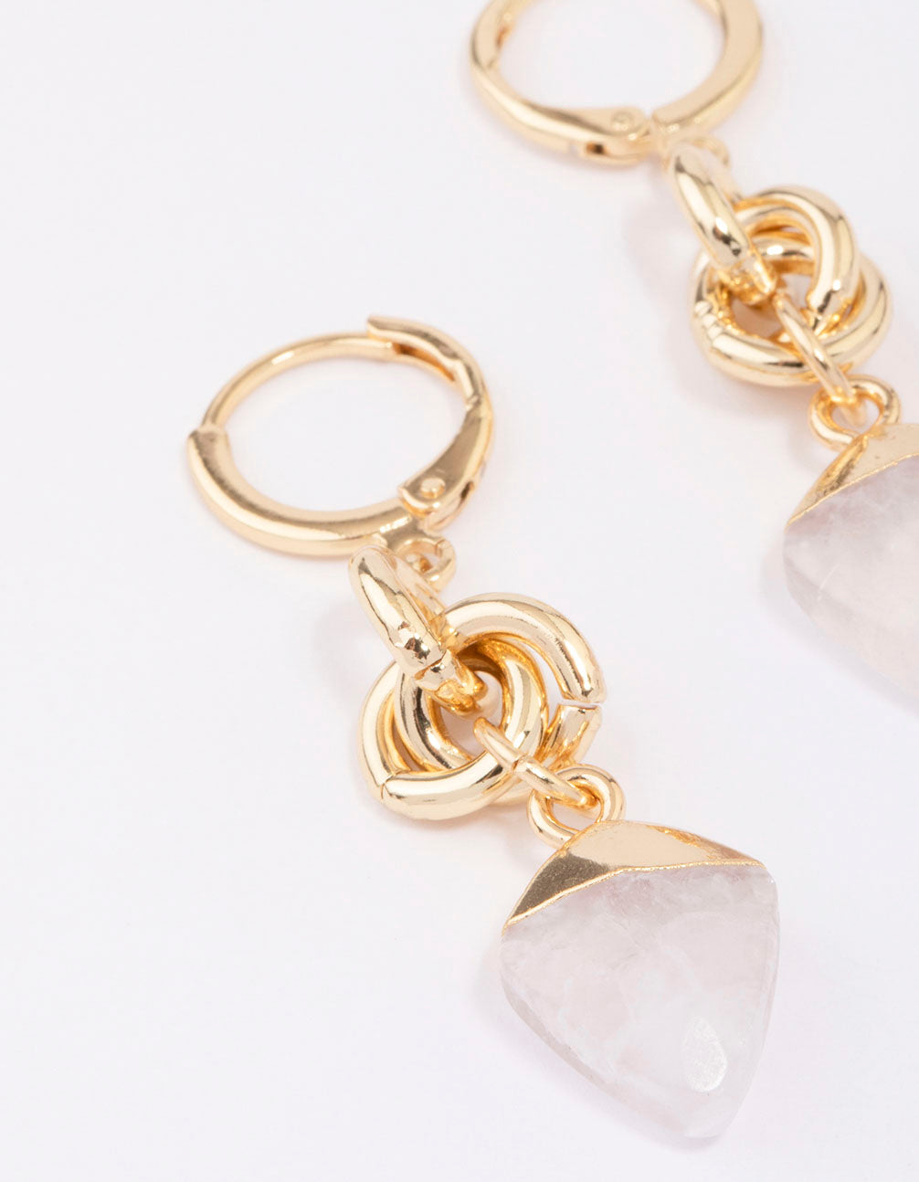 Gold Plated Linked Semi-Precious Drop Earrings