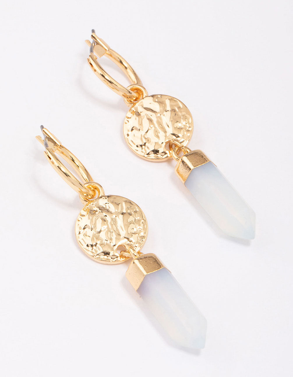 Gold Plated Semi-Precious Coin Drop Earrings