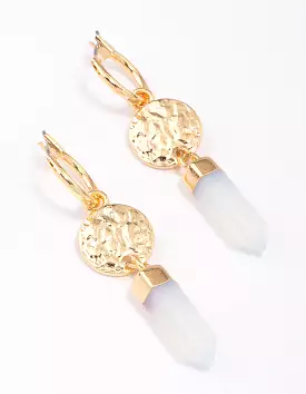 Gold Plated Semi-Precious Coin Drop Earrings