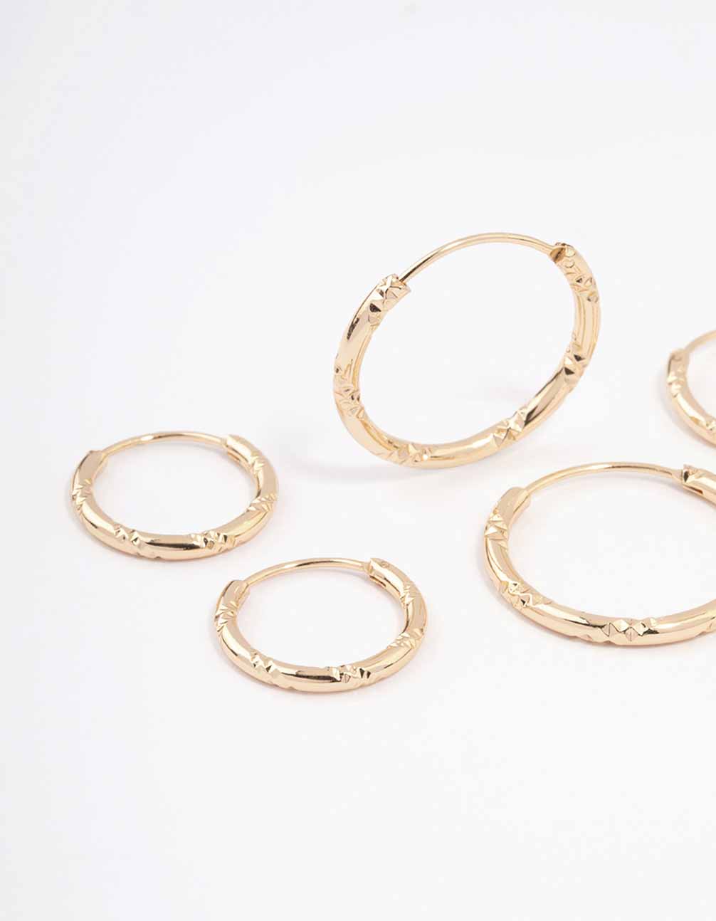 Gold Skinny Bamboo Hoop Earring 3-Pack