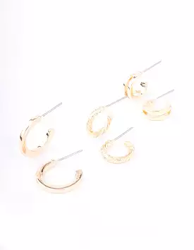 Gold Twisted Illusion Earring 3-Pack