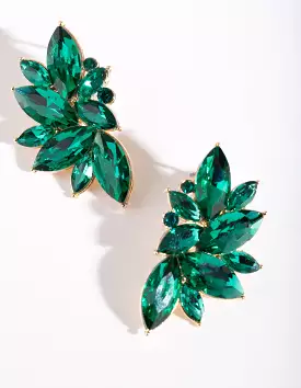 Green Marquise Statement Stud Earrings