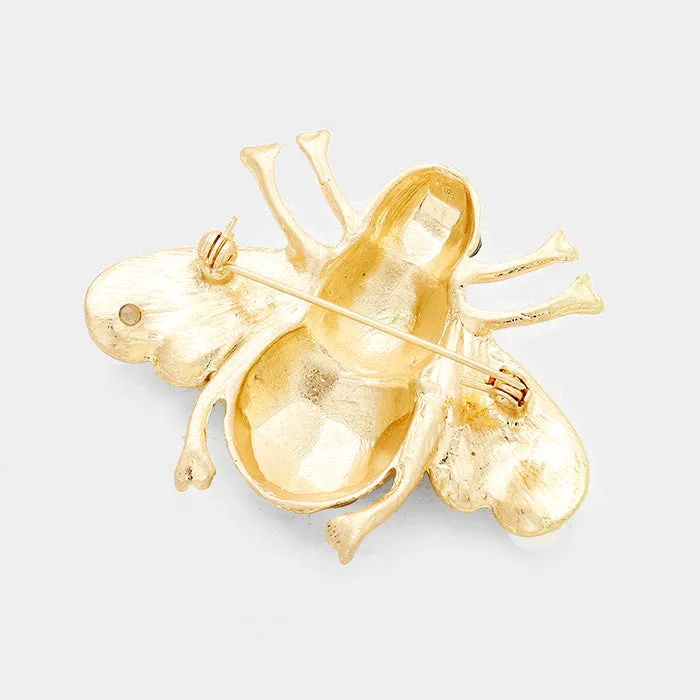 iLLASPARKZ Stone Honey Bee Pearl Cluster Pin Brooch