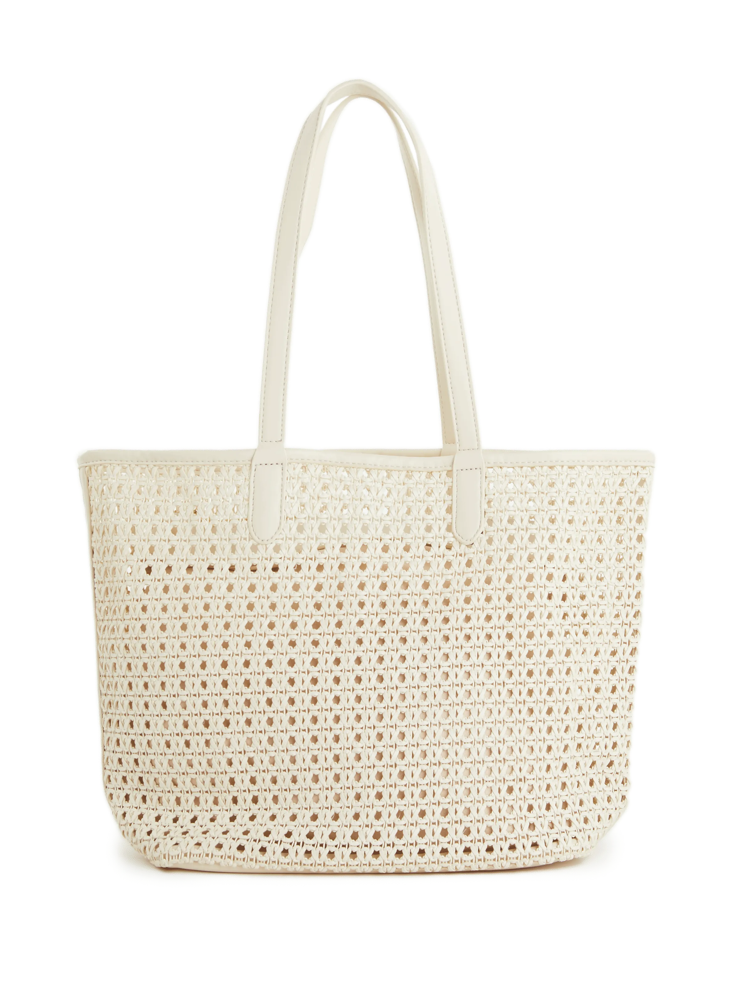 In Printemps Paris  Woven straw tote bag - White