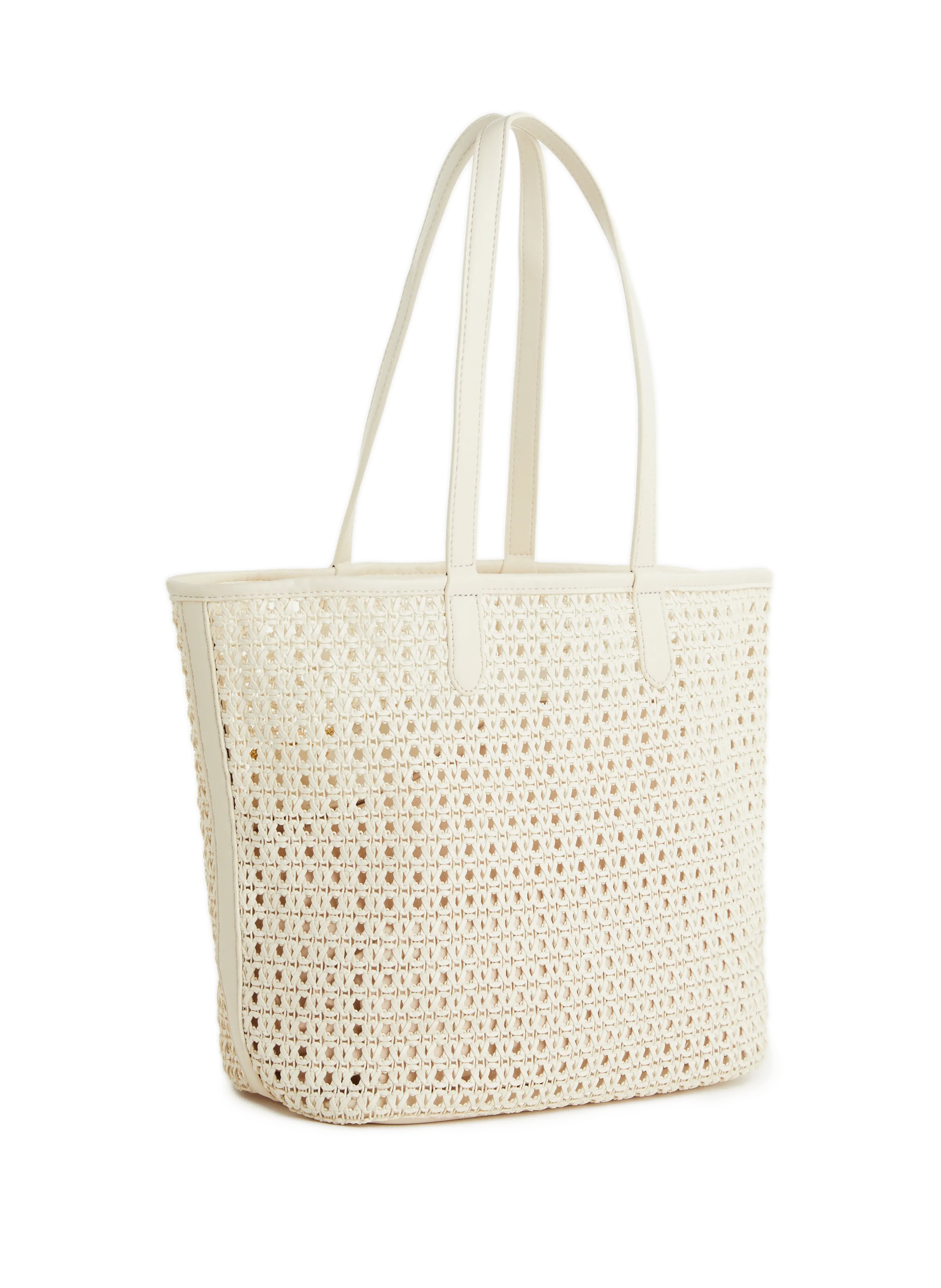 In Printemps Paris  Woven straw tote bag - White