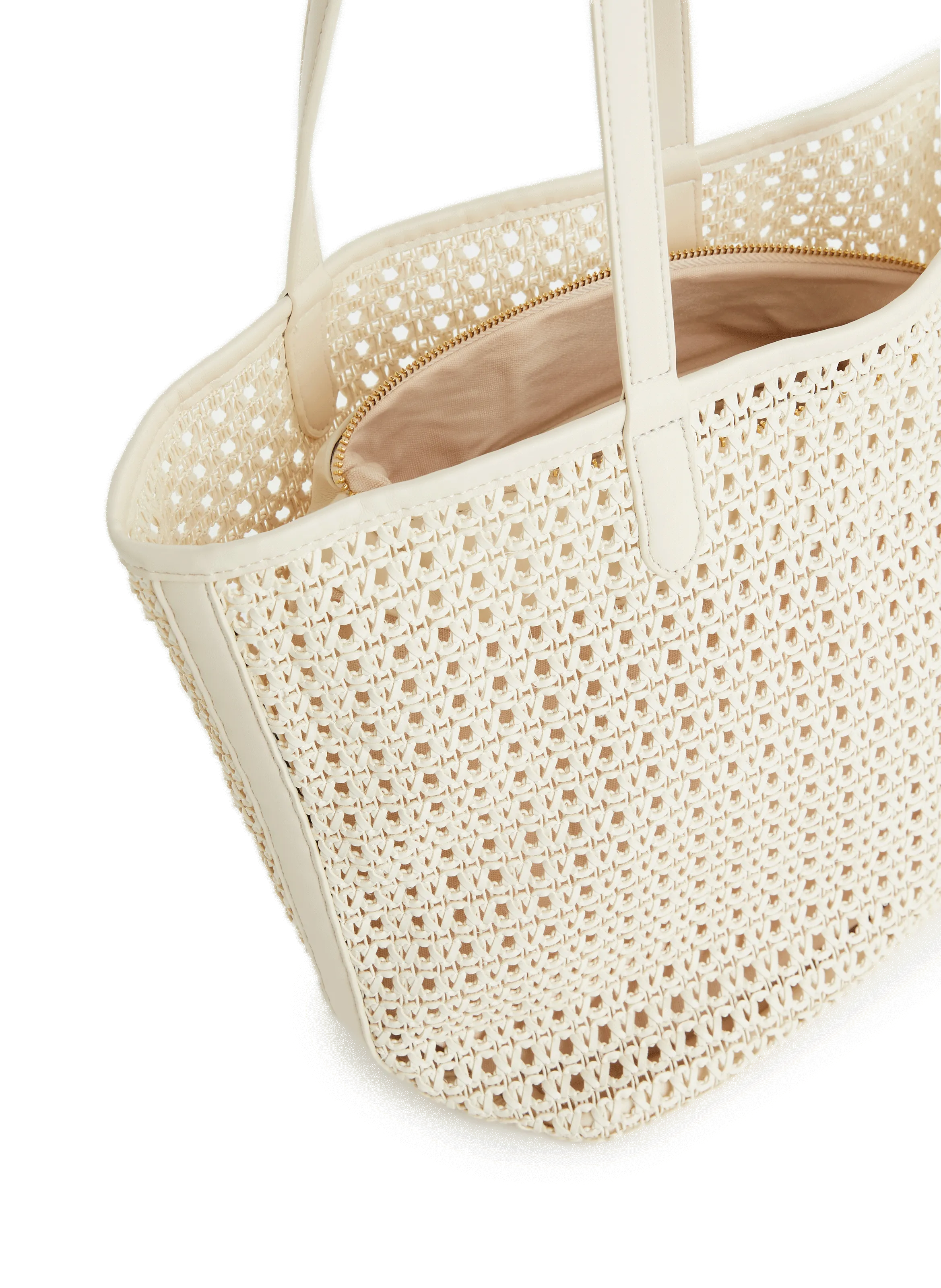 In Printemps Paris  Woven straw tote bag - White