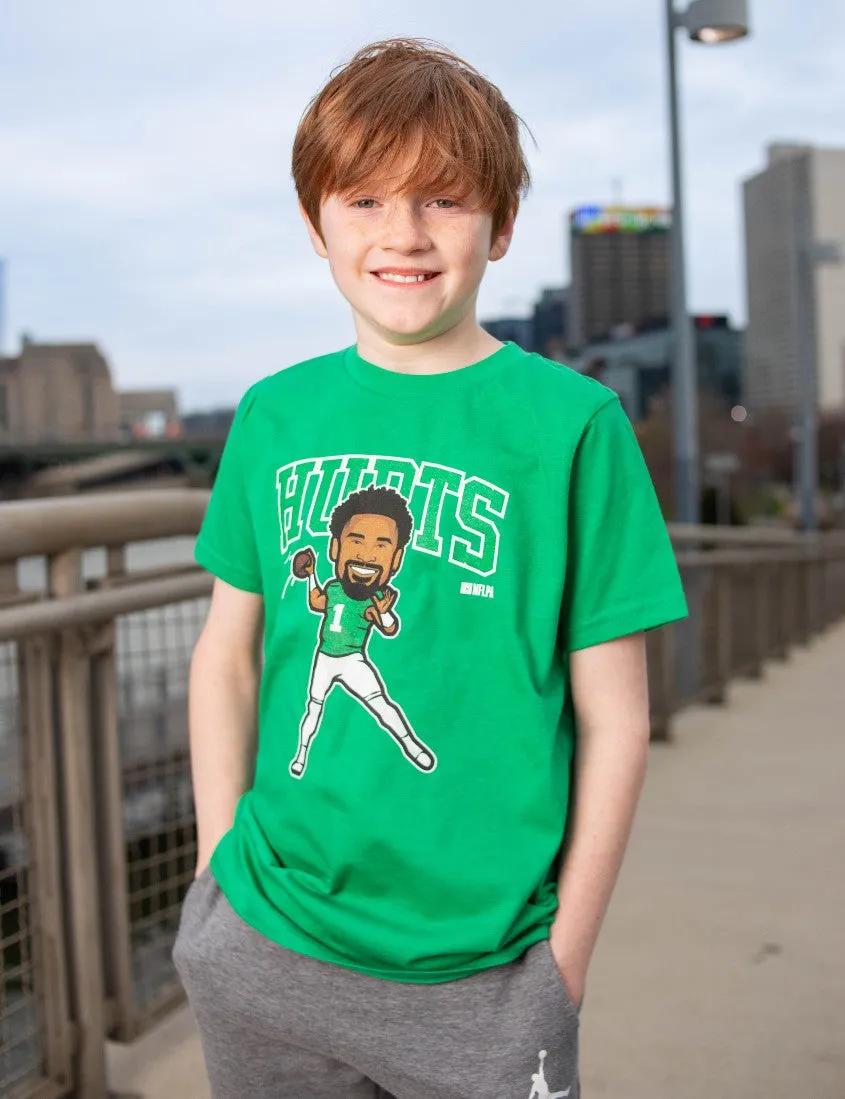 Jalen Hurts Toon Youth Green Tee