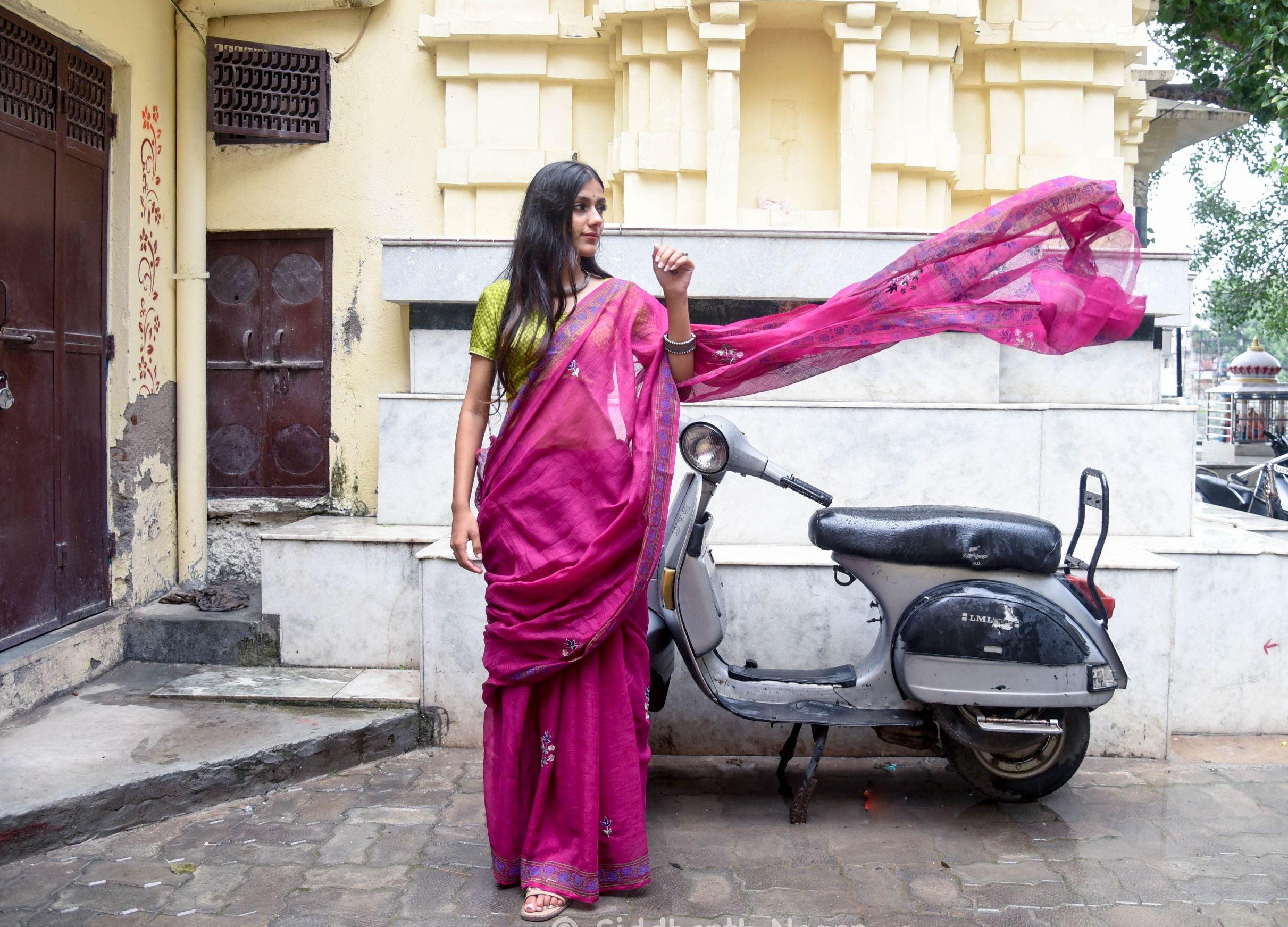 Kaisori Kota saree - Nishika embroidered and handblockprinted Kota saree