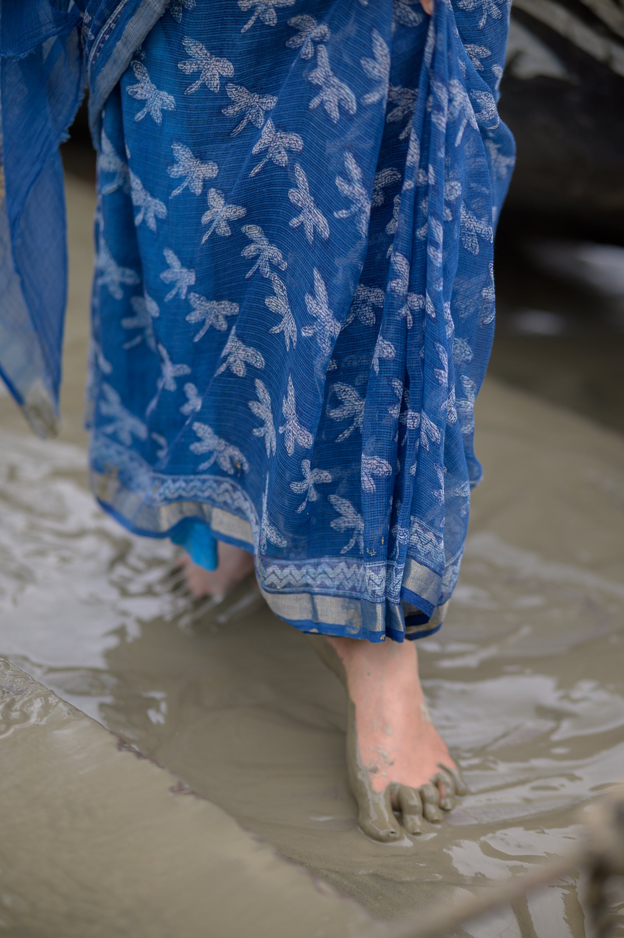 KaisorI Malhar Nirajala Kota blockprinted cotton silk saree