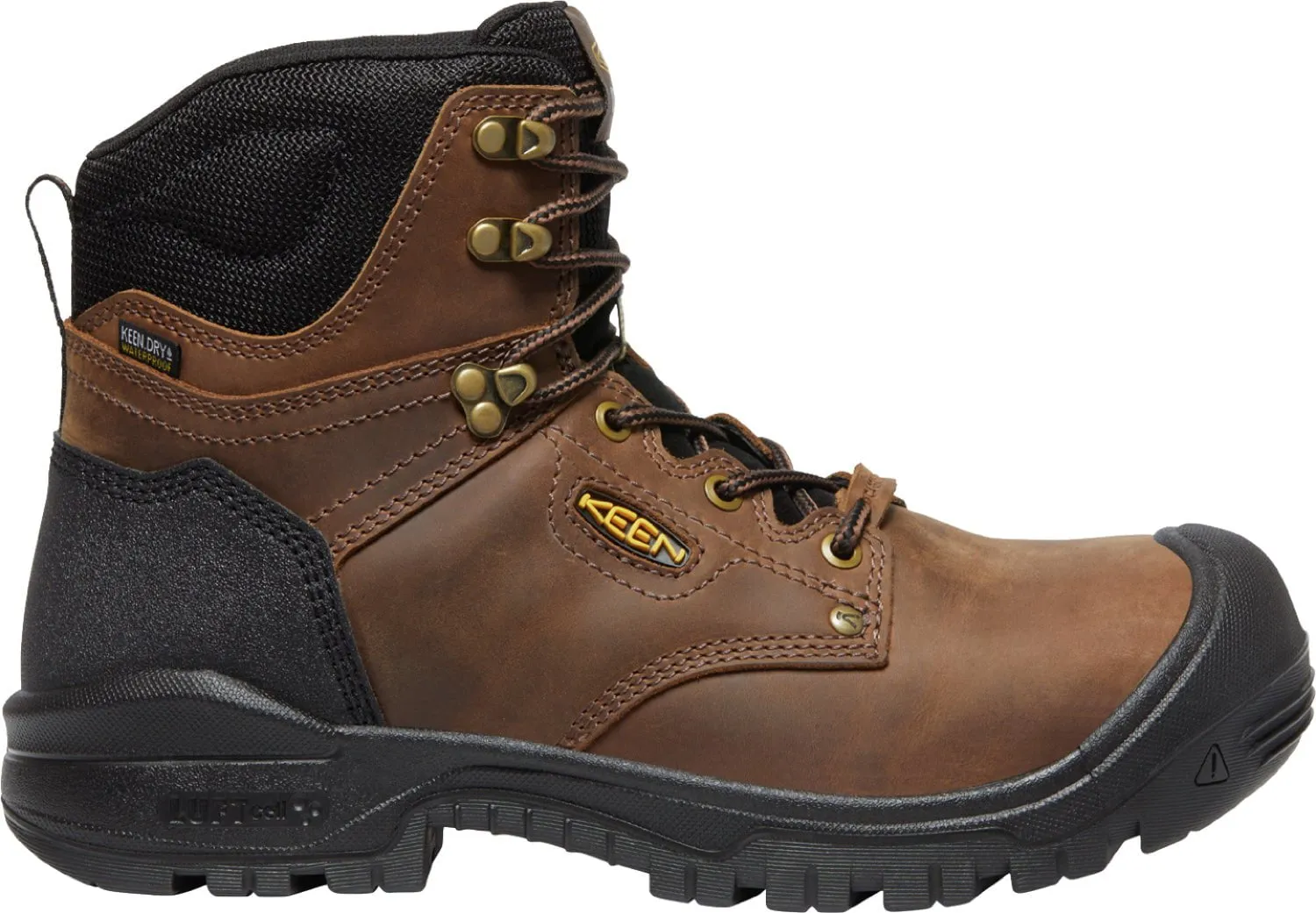 Keen Utility Mens Independence 6in WP Soft Toe Dark Earth/Blk Leather Work Boots