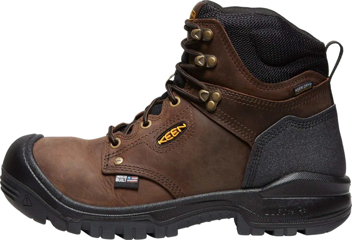 Keen Utility Mens Independence 6in WP Soft Toe Dark Earth/Blk Leather Work Boots