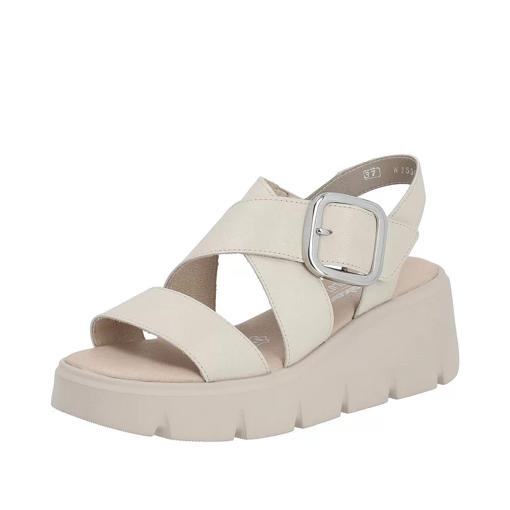 Ladies Evolution By Rieker Sandals Beige Chunky Platform W1550-60