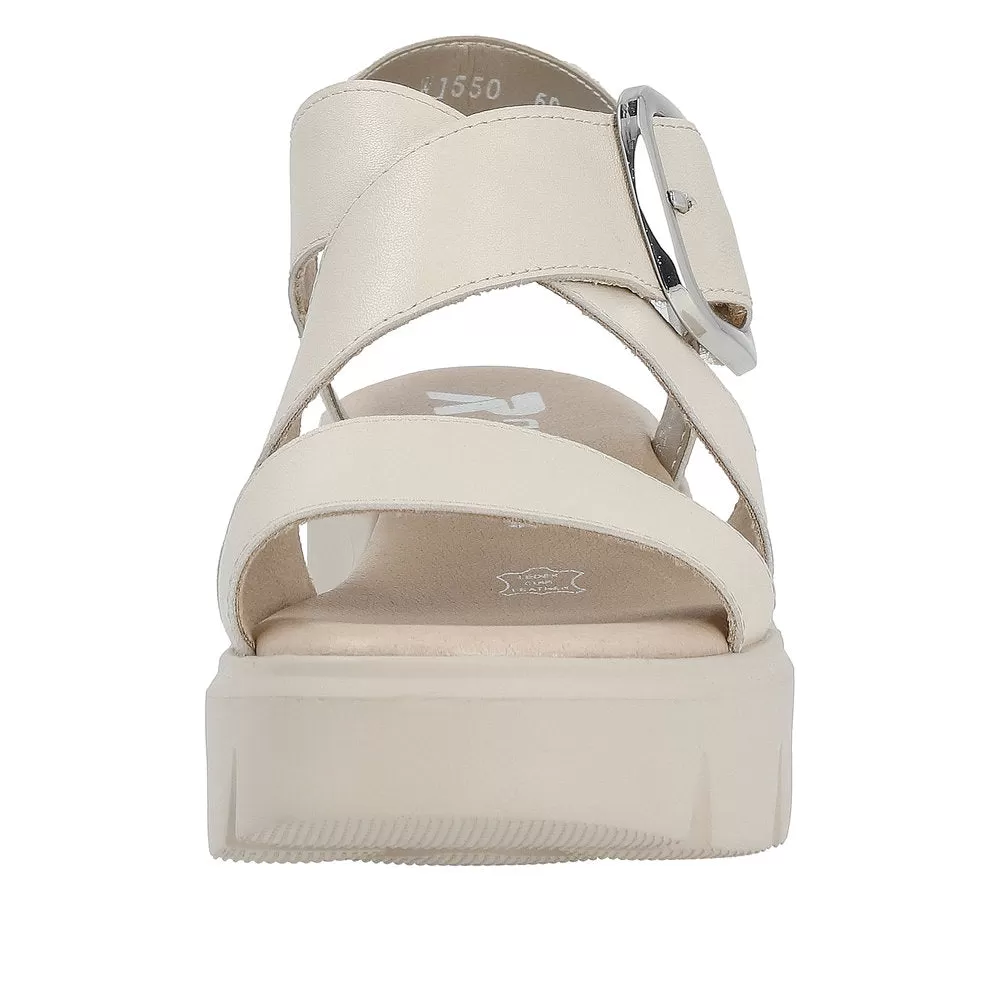 Ladies Evolution By Rieker Sandals Beige Chunky Platform W1550-60