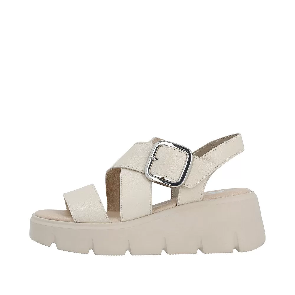 Ladies Evolution By Rieker Sandals Beige Chunky Platform W1550-60