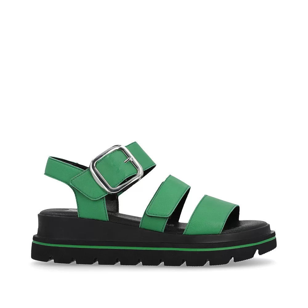 Ladies Evolution By Rieker Sandals Green Chunky Platform W1650-52